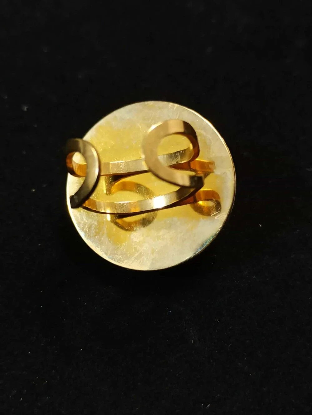 Vintage 80’s Faux Pearl Rhinestone Gold Tone Ring Adjustable Statement Ring
